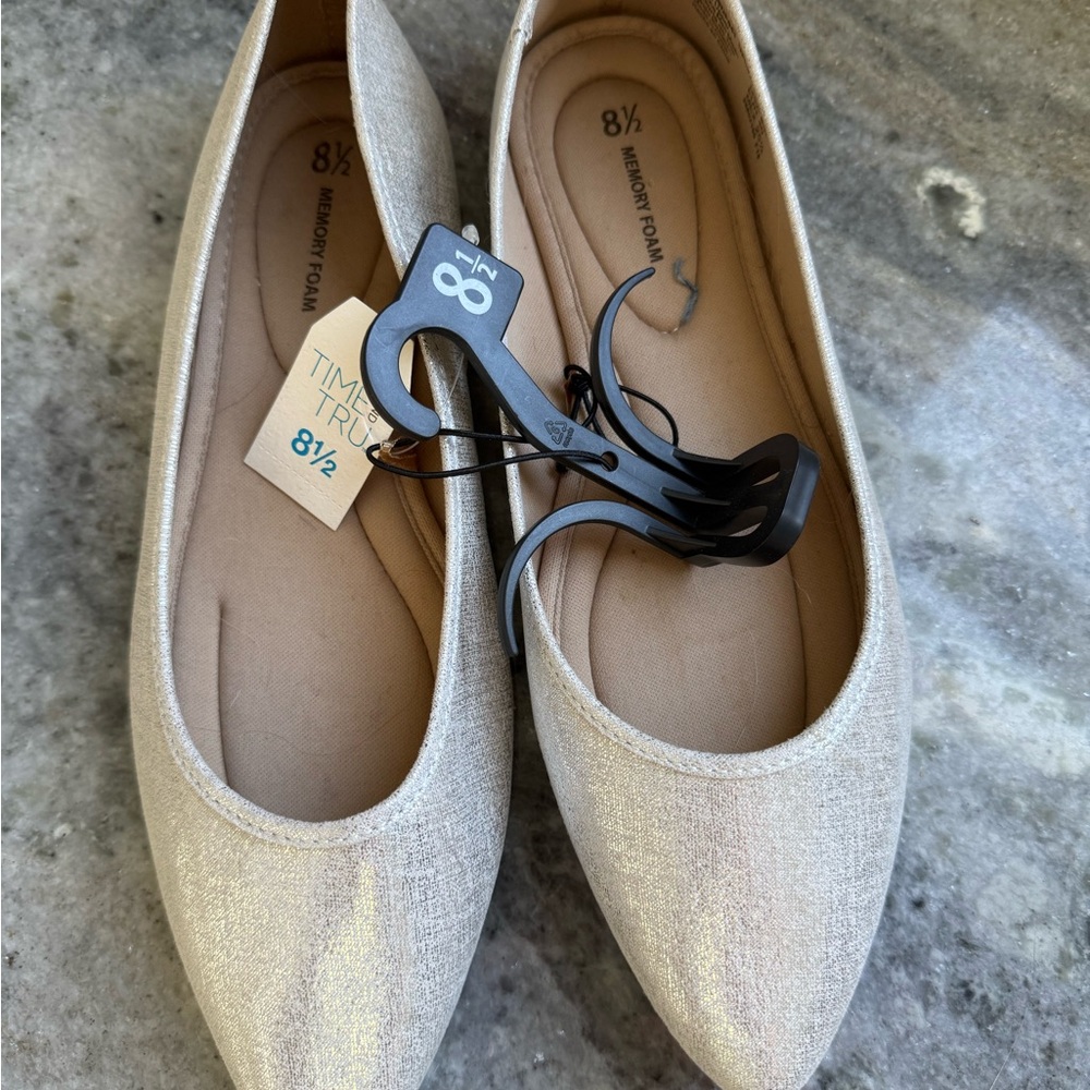 Time and Tru Shimmery Silver Ballet Flats